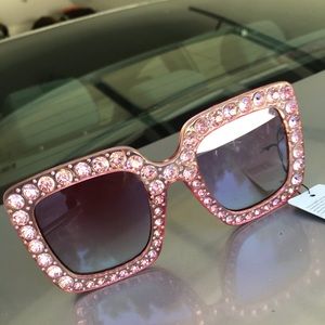 ❌SOLD❌Large Luxury Pink Stoned Glasses